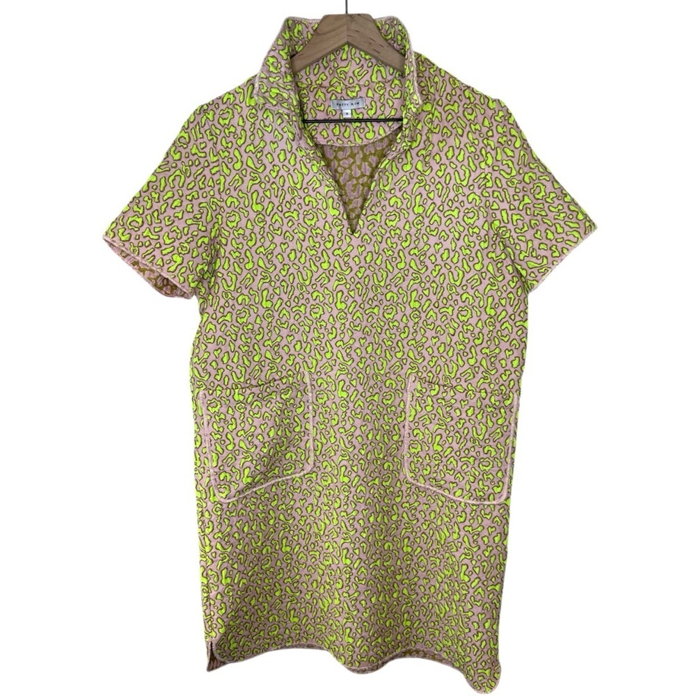 PATTY KIM Tiffany Posable Collar Leopard Print Shift Dress Size M